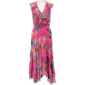 Saloni Pink Multi Floral Rita Midi Dress