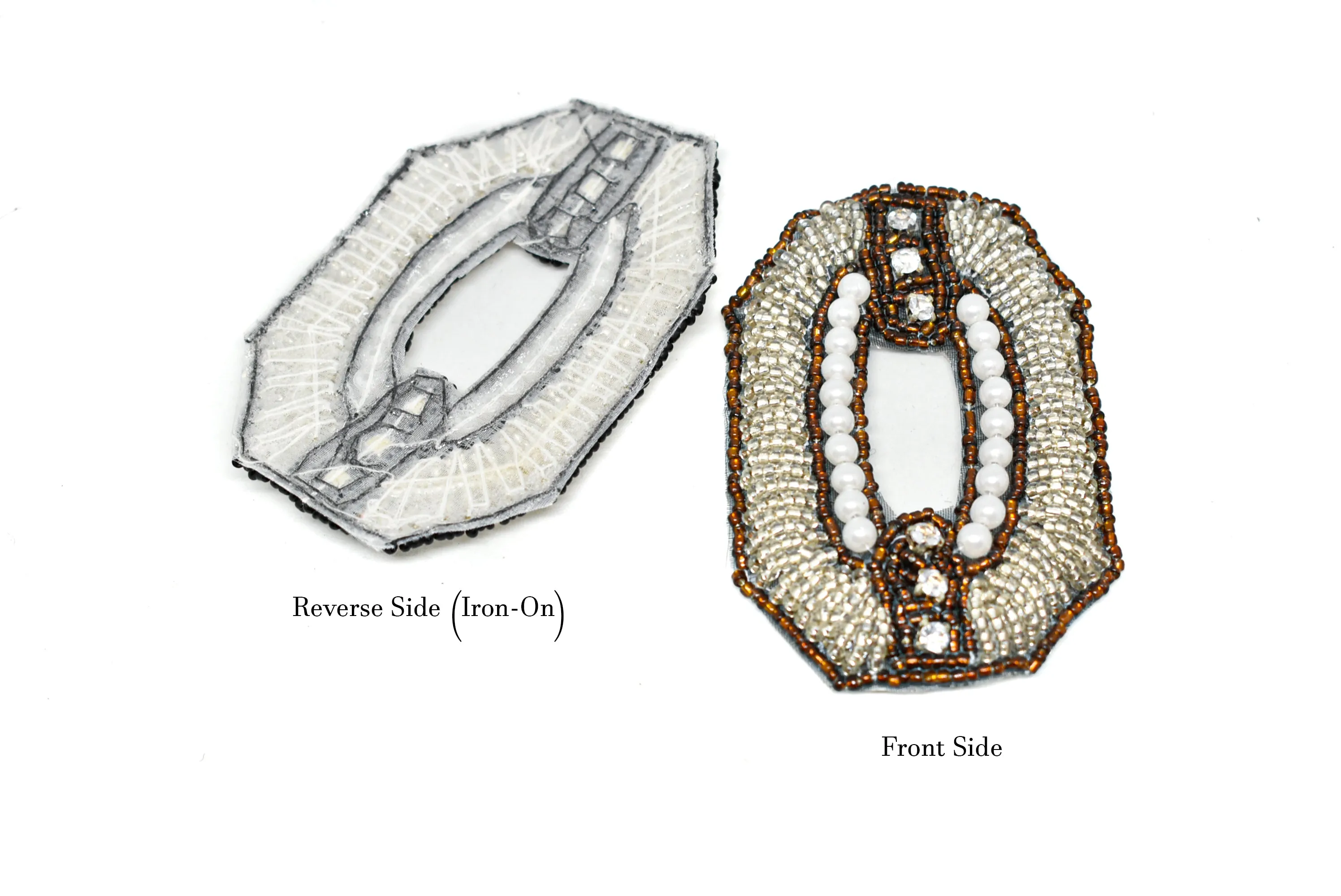 Square Shape Rhinestone Beaded Applique | Square Applique with Beads and Rhinestone