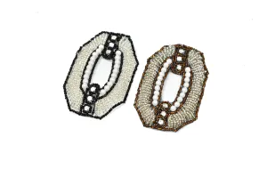 Square Shape Rhinestone Beaded Applique | Square Applique with Beads and Rhinestone