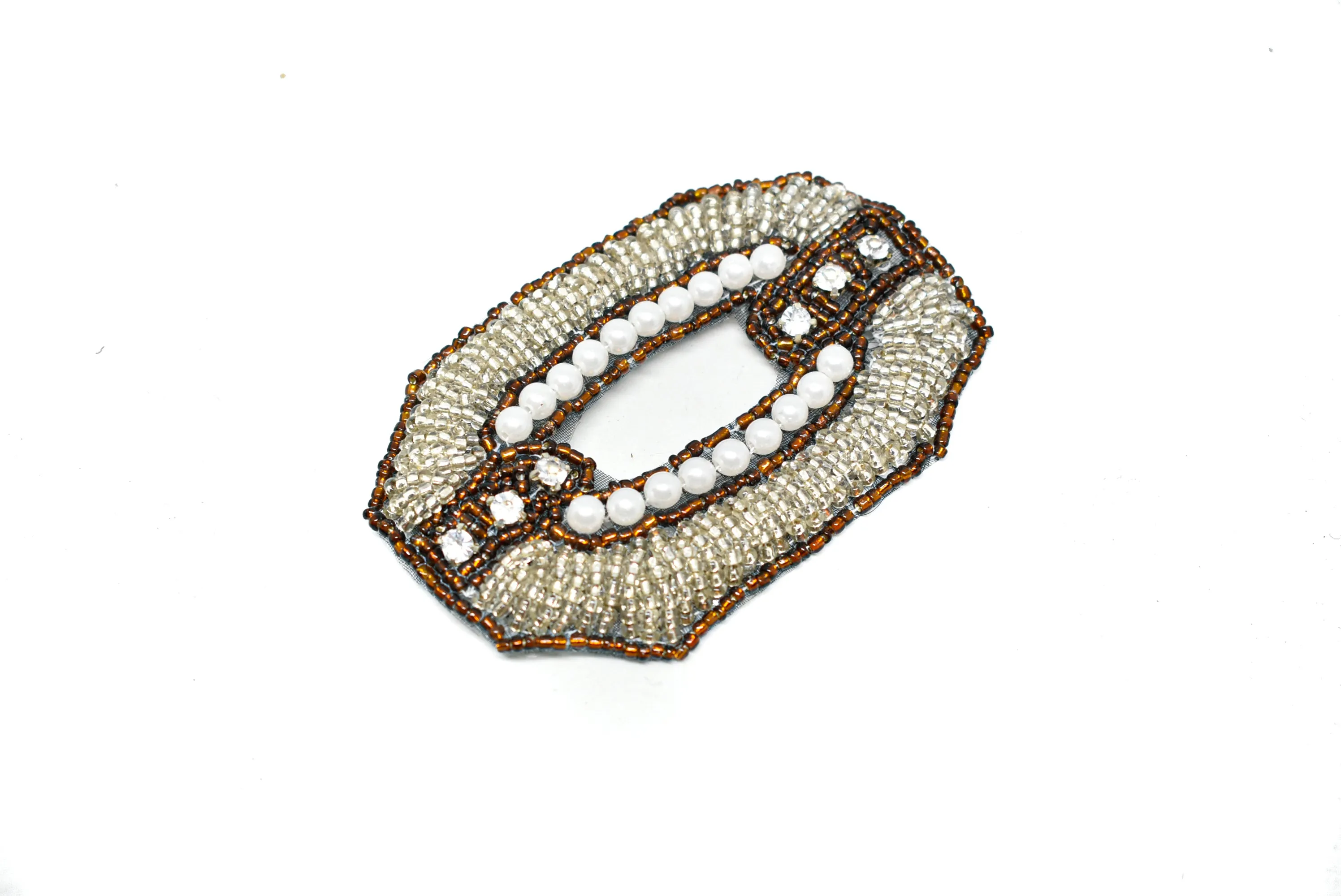 Square Shape Rhinestone Beaded Applique | Square Applique with Beads and Rhinestone