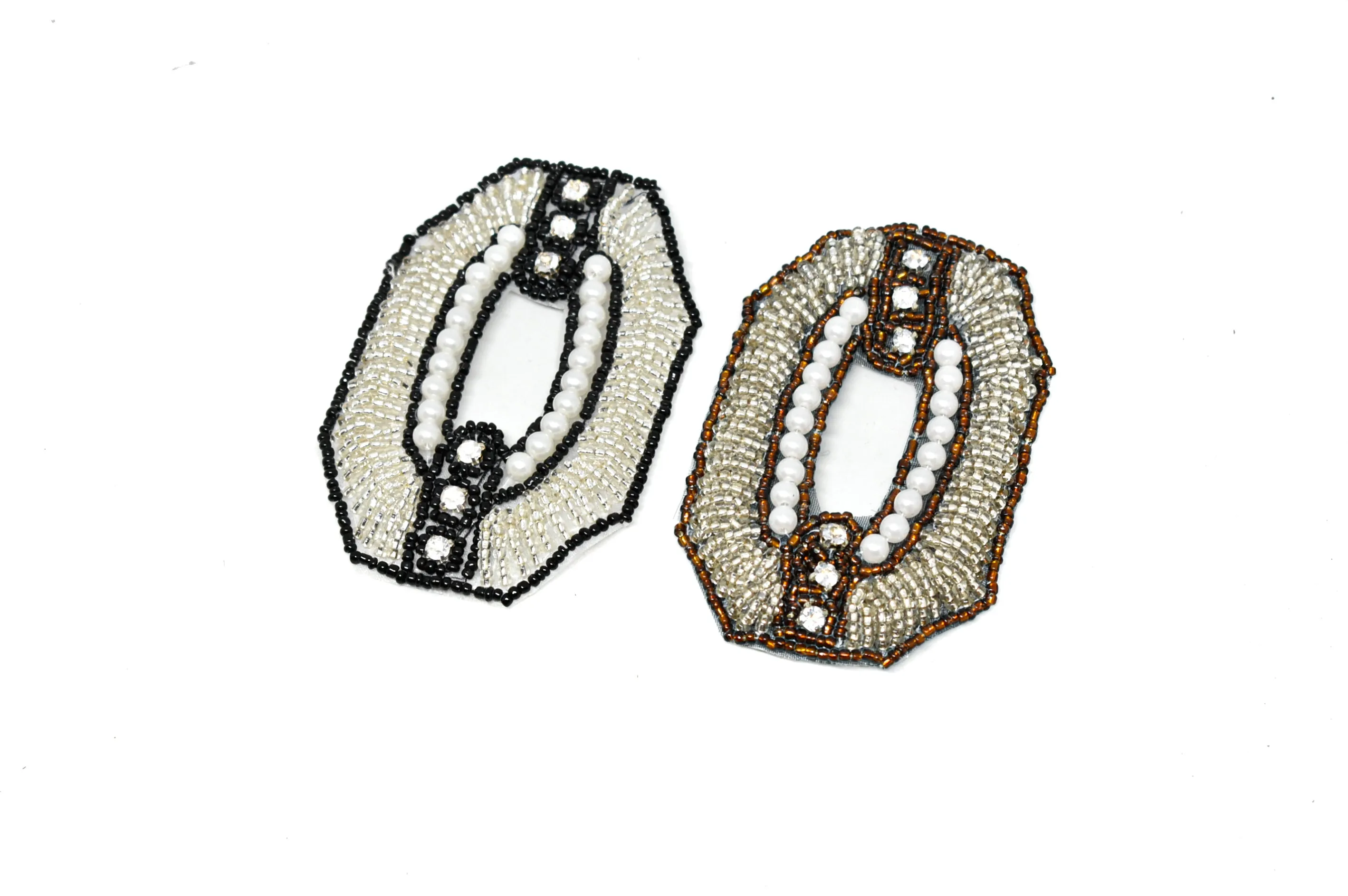 Square Shape Rhinestone Beaded Applique | Square Applique with Beads and Rhinestone