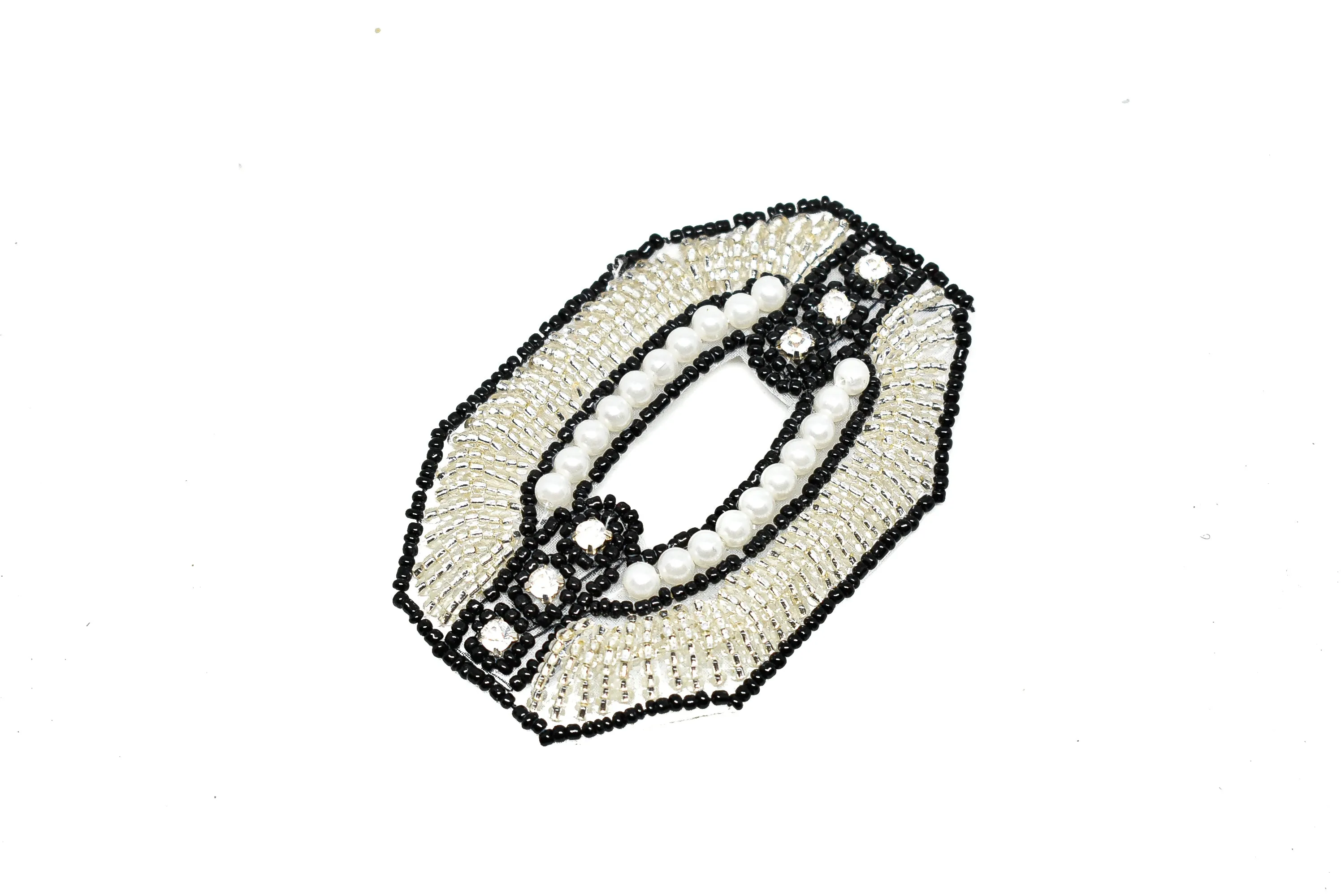 Square Shape Rhinestone Beaded Applique | Square Applique with Beads and Rhinestone