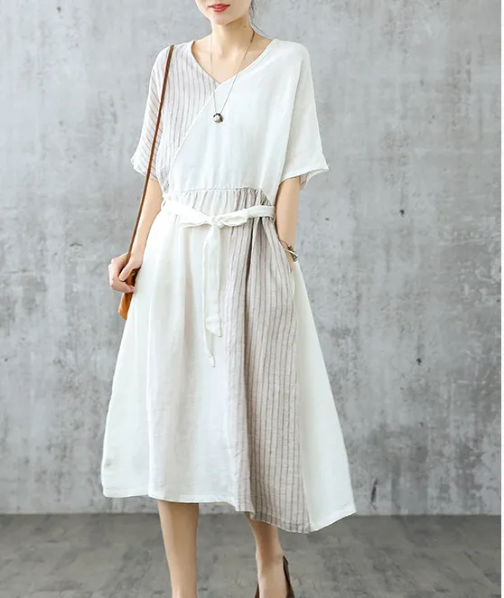 Summer Cotton Linen Spring Women Dresses QJ05085