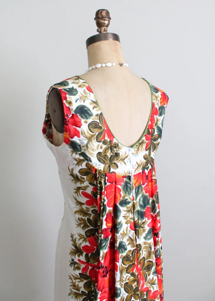 Vintage 1960s Hawaiian Floral Maxi Dress