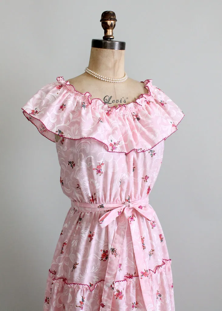 Vintage 1970s Floral Rhapsody Peasant Dress