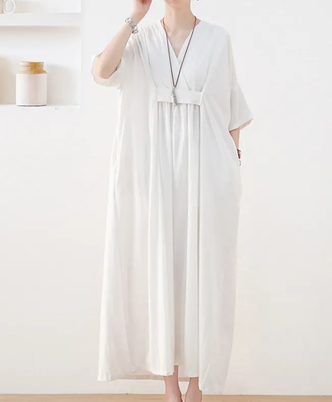 White Linen  Dresses Summer Women Dresses AM962214