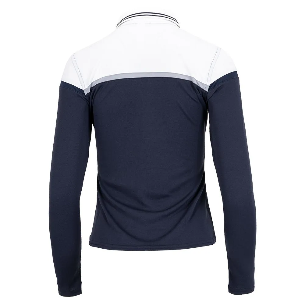 Women's Chloe Long Sleeve Tennis Top Midnight and White Combo