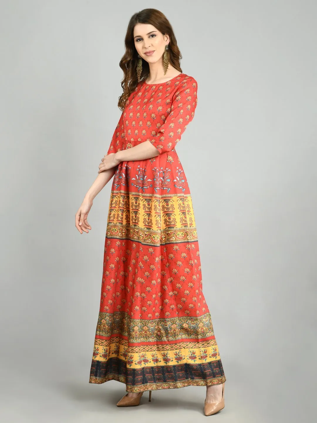 Women's Elegant Cotton Western Long Dress