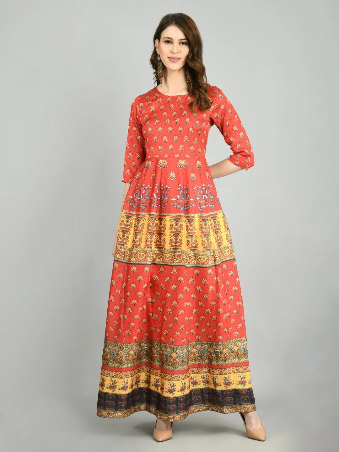 Women's Elegant Cotton Western Long Dress