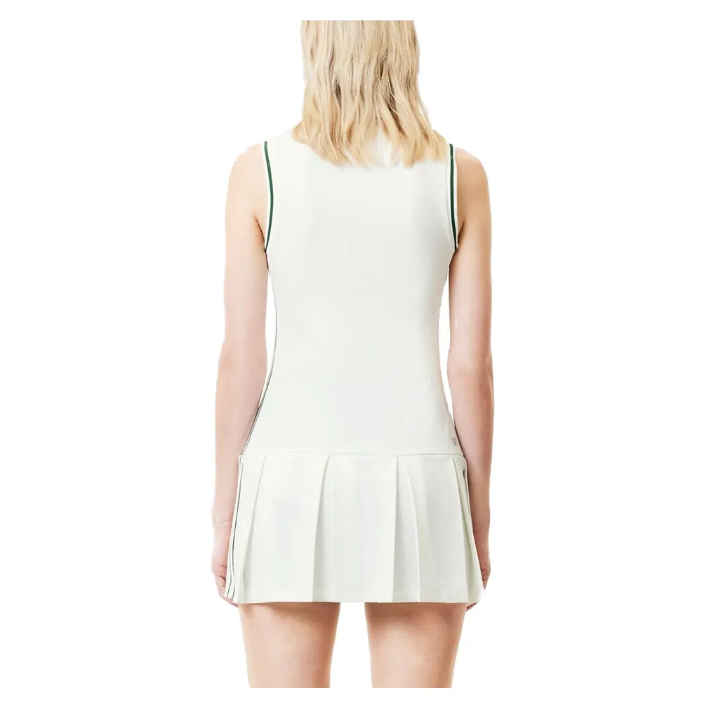 Women`s Tennis Dress with Removable Pique Shorts White and Sinople